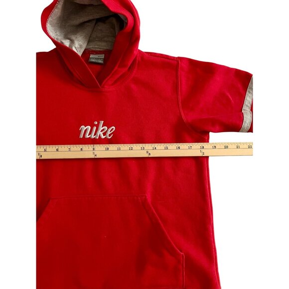 Nike Hoodie Pullover Sweatshirt Youth Small 4-6 Red Swoosh Logo Fleece Lined - Picture 8 of 10
